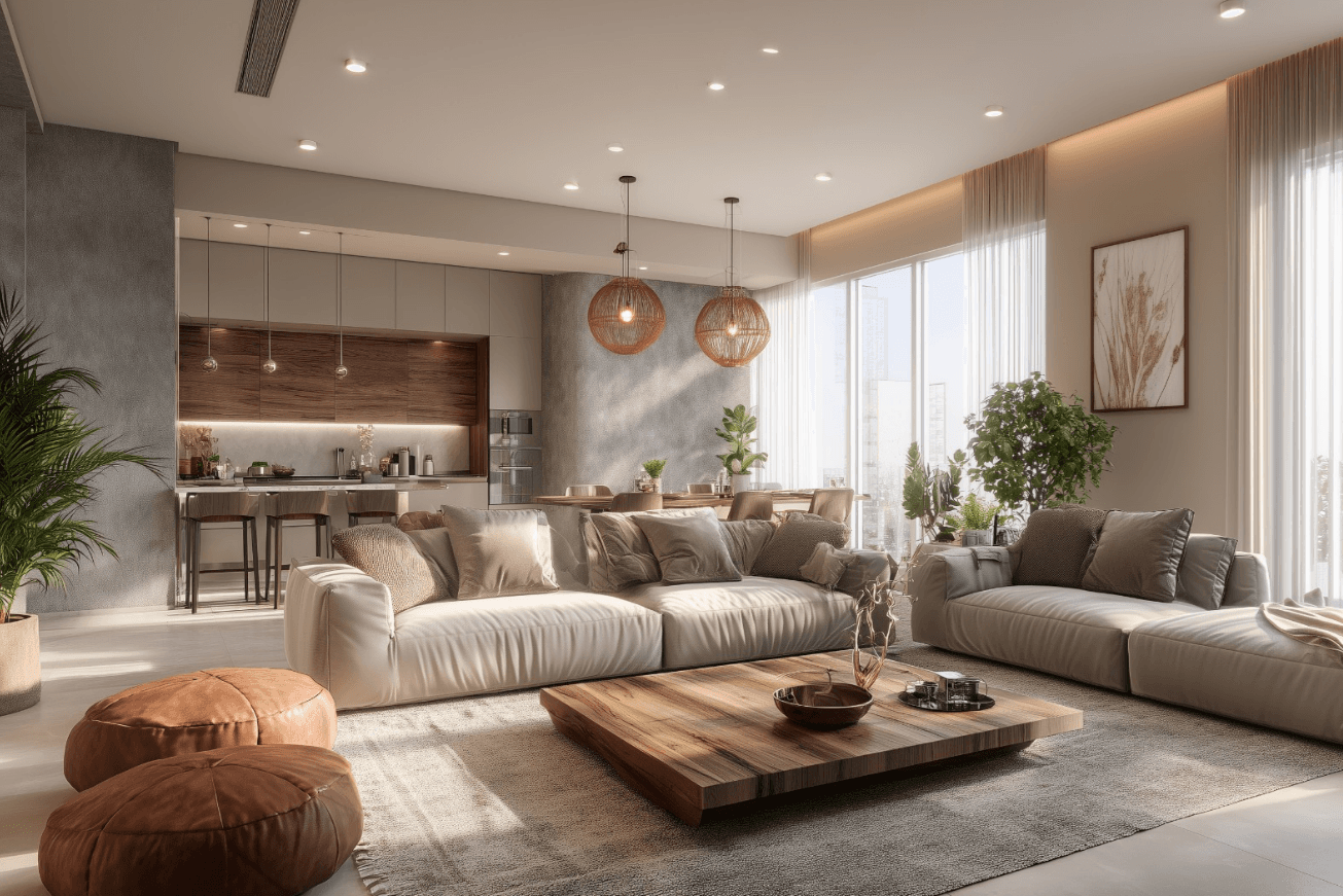 Open-Plan Living and Kitchen Area